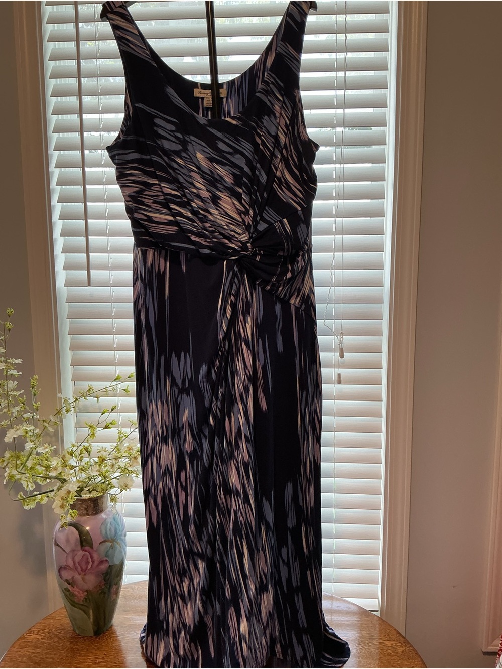 Tommy Bahama Navy and Purple Knot-Front Maxi Dress